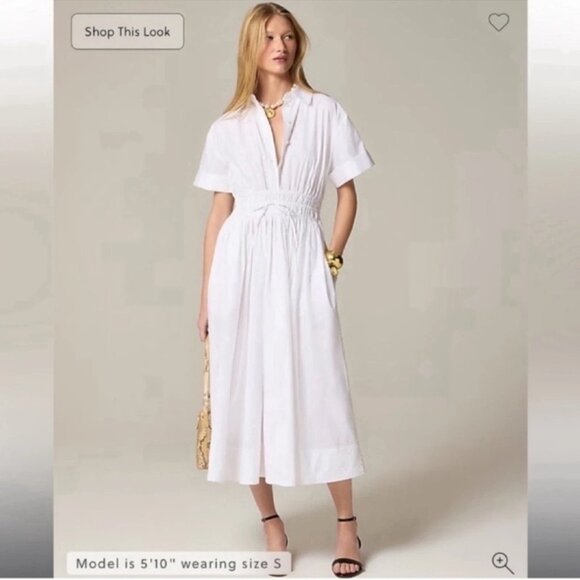 J. Crew Elena shirt-dress in cotton poplin, white size 8 - Picture 1 of 8